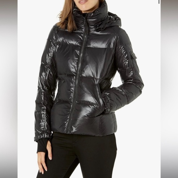 S13 New York Kylie Jacket Gloss Black Duck Down Winter Coat Puffer Jacket Sz. XL - Picture 1 of 10